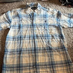 Ralph Lauren boys, extra-large plaid, short sleeve button-down. New with tags.